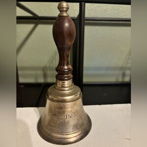 Vintage Engraved Brass and Wood Captains Bell.